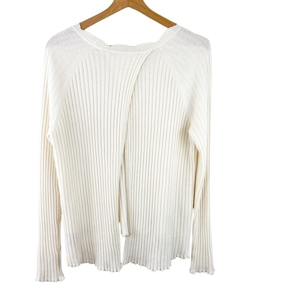 N Philanthropy Ribbed Wool Cashmere Split Back Sweater - Picture 3 of 7